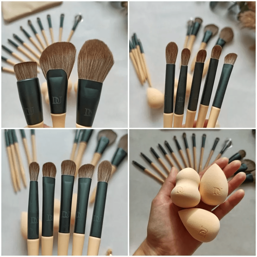 ducare-set-pro-14-brush-3-eponge-golden-pochette-17-pieces