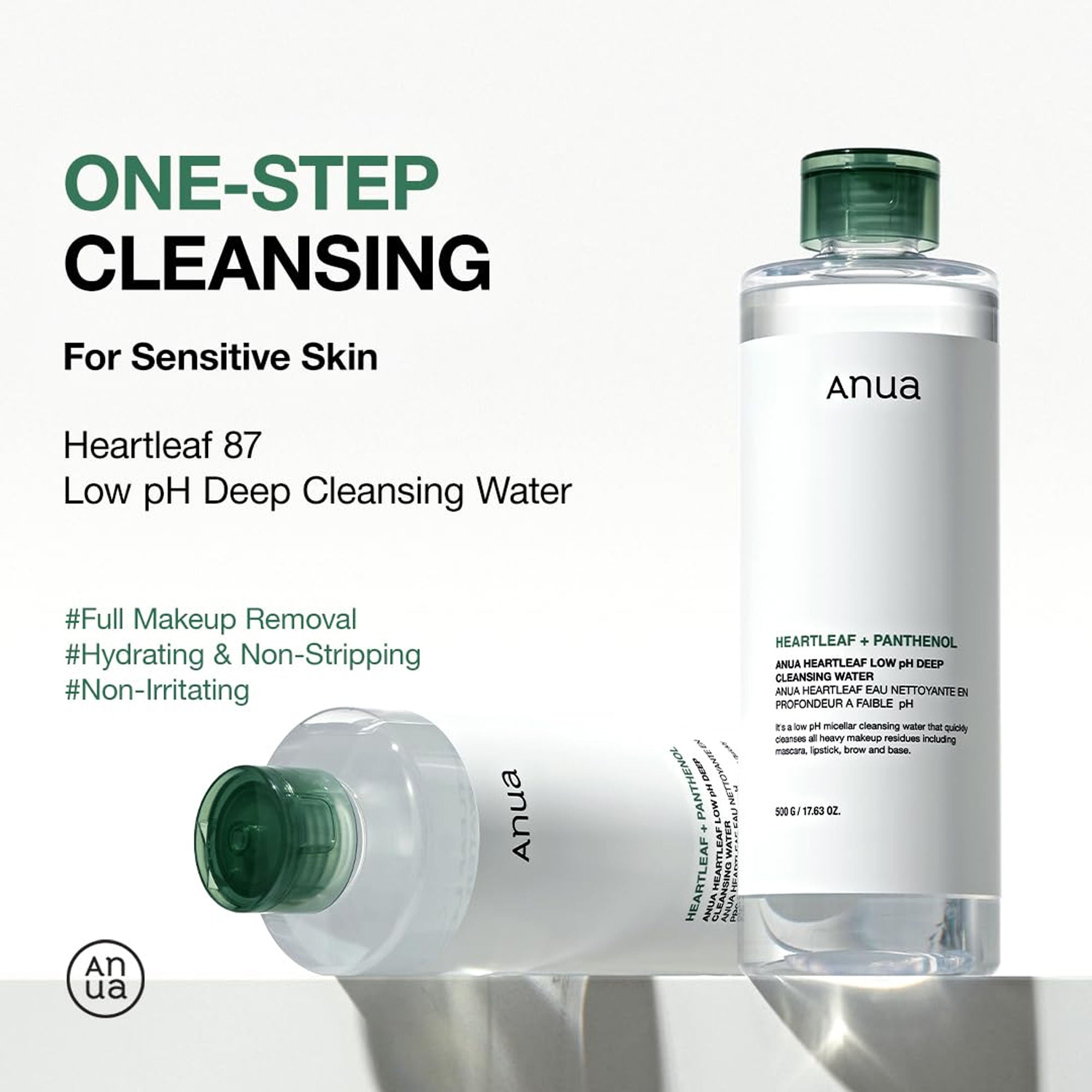 ANUA - Heartleaf+Panthenol,  Heartleaf Low PH Deep Cleansing Water - 500g