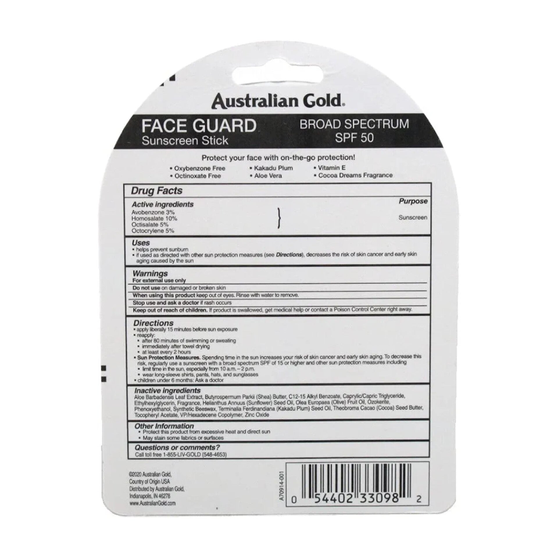 AUSTRALIAN GOLD - Ecran Face Guard SPF50 Stick