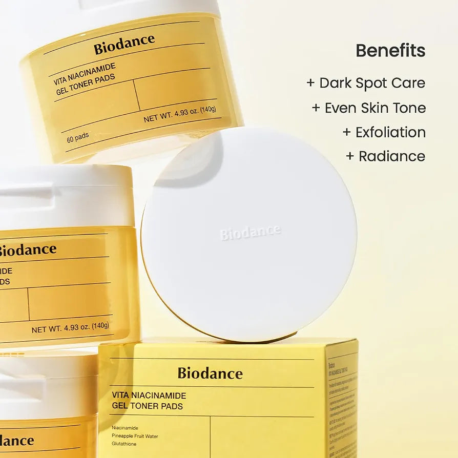 BIODANCE - Vita Niacinamide Gel Toner Pads - Masque illuminateur et unifiant- 60 pads