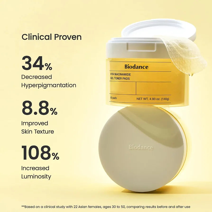 BIODANCE - Vita Niacinamide Gel Toner Pads - Masque illuminateur et unifiant- 60 pads