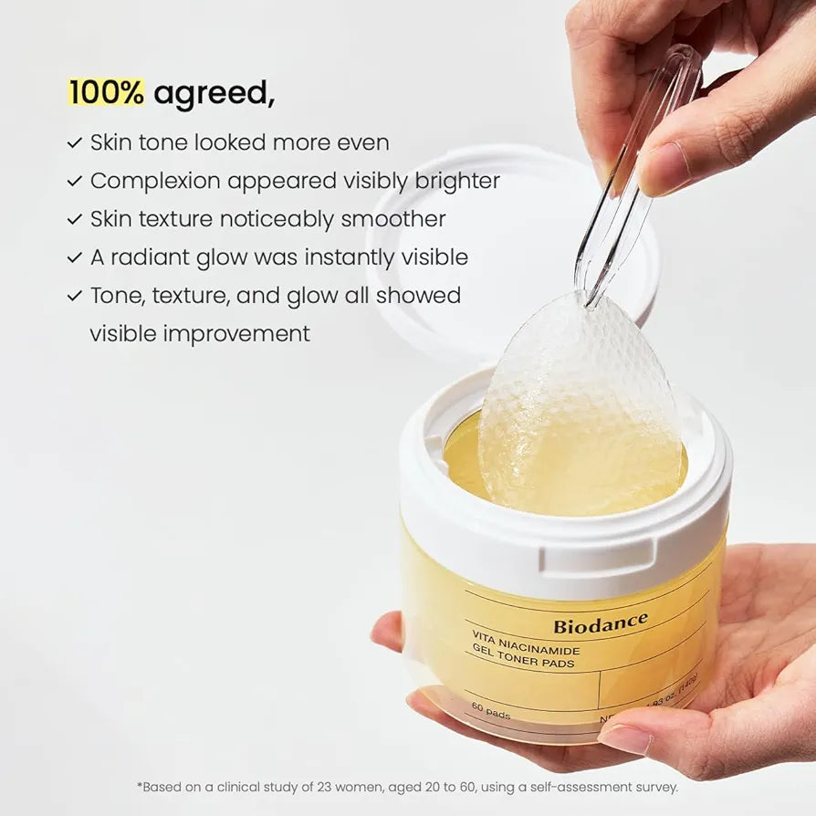 BIODANCE - Vita Niacinamide Gel Toner Pads - Masque illuminateur et unifiant- 60 pads