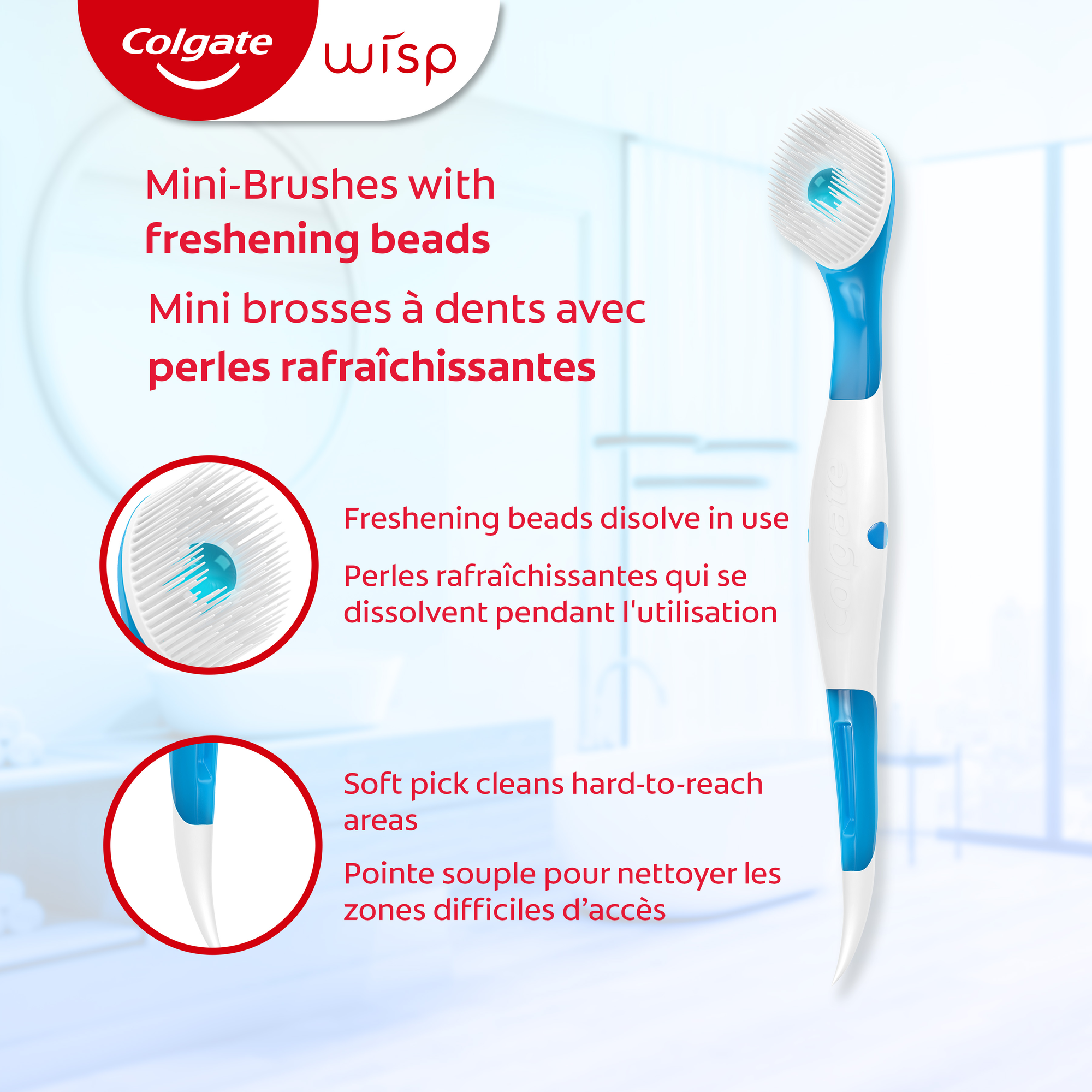 Colgate - MaxFresh Wisp, Brosse à dents de voyage à usage unique, Menthe poivrée