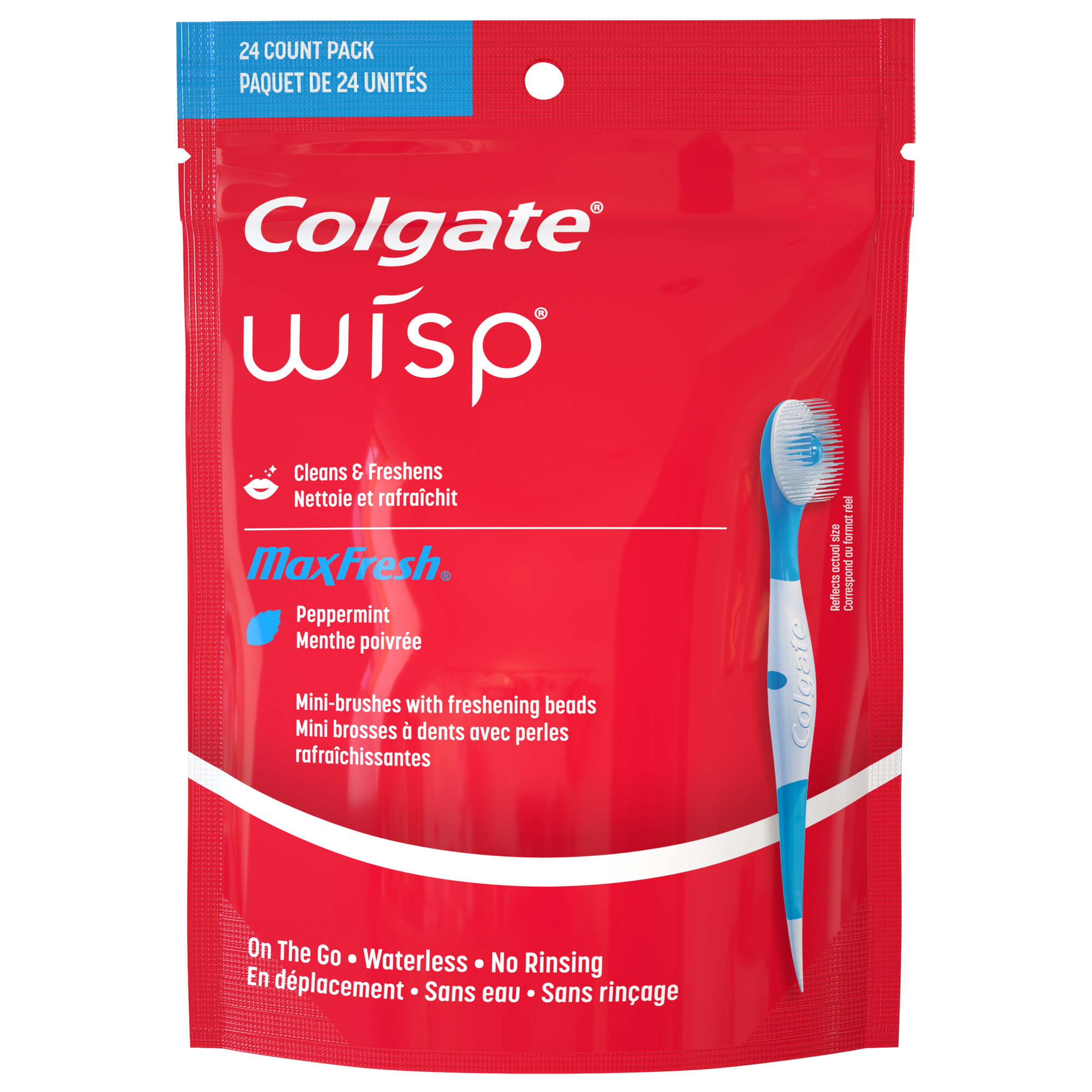 Colgate - MaxFresh Wisp, Brosse à dents de voyage à usage unique, Menthe poivrée
