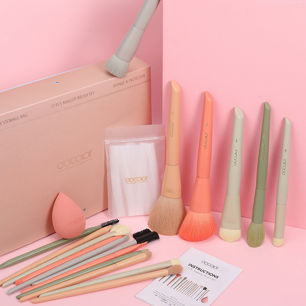 DOCOLOR - Set Pro Brush + Blender + Trousse (17pièces)