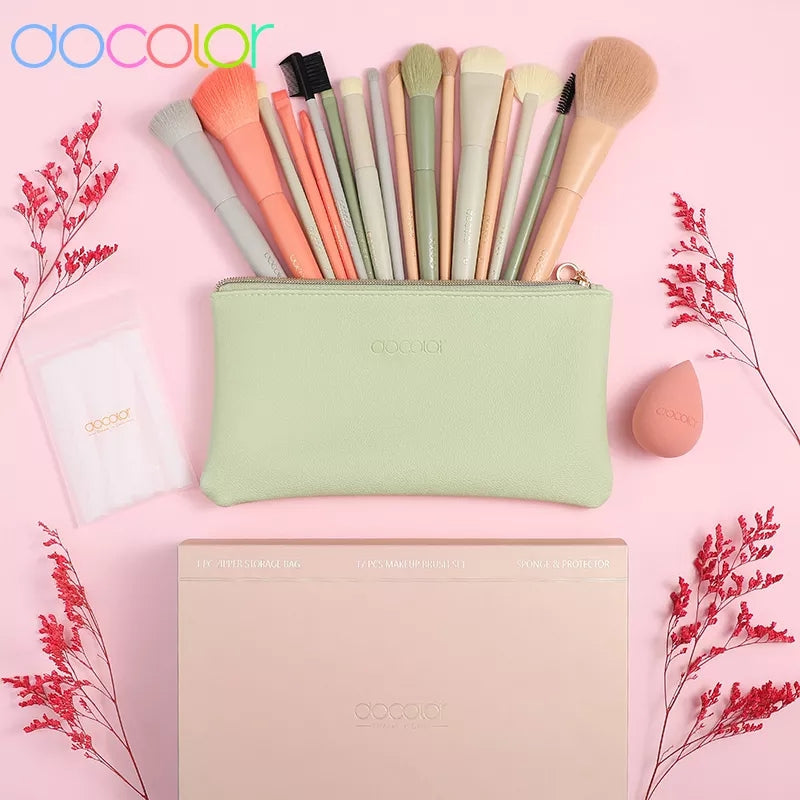 DOCOLOR - Set Pro Brush + Blender + Trousse (17pièces)
