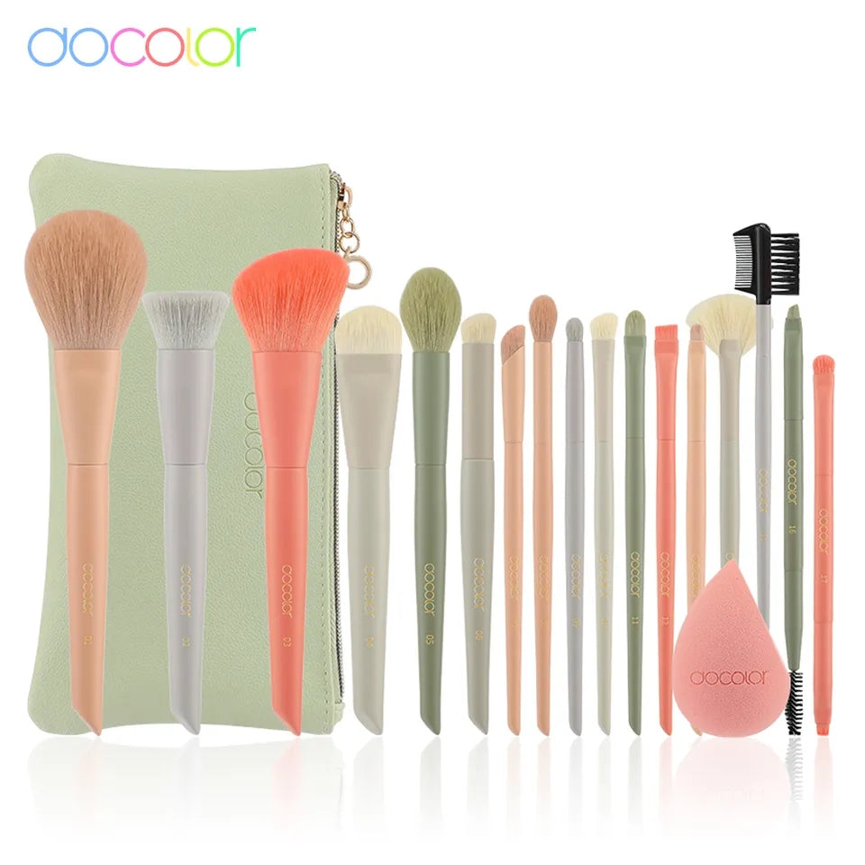 DOCOLOR - Set Pro Brush + Blender + Trousse (17pièces)