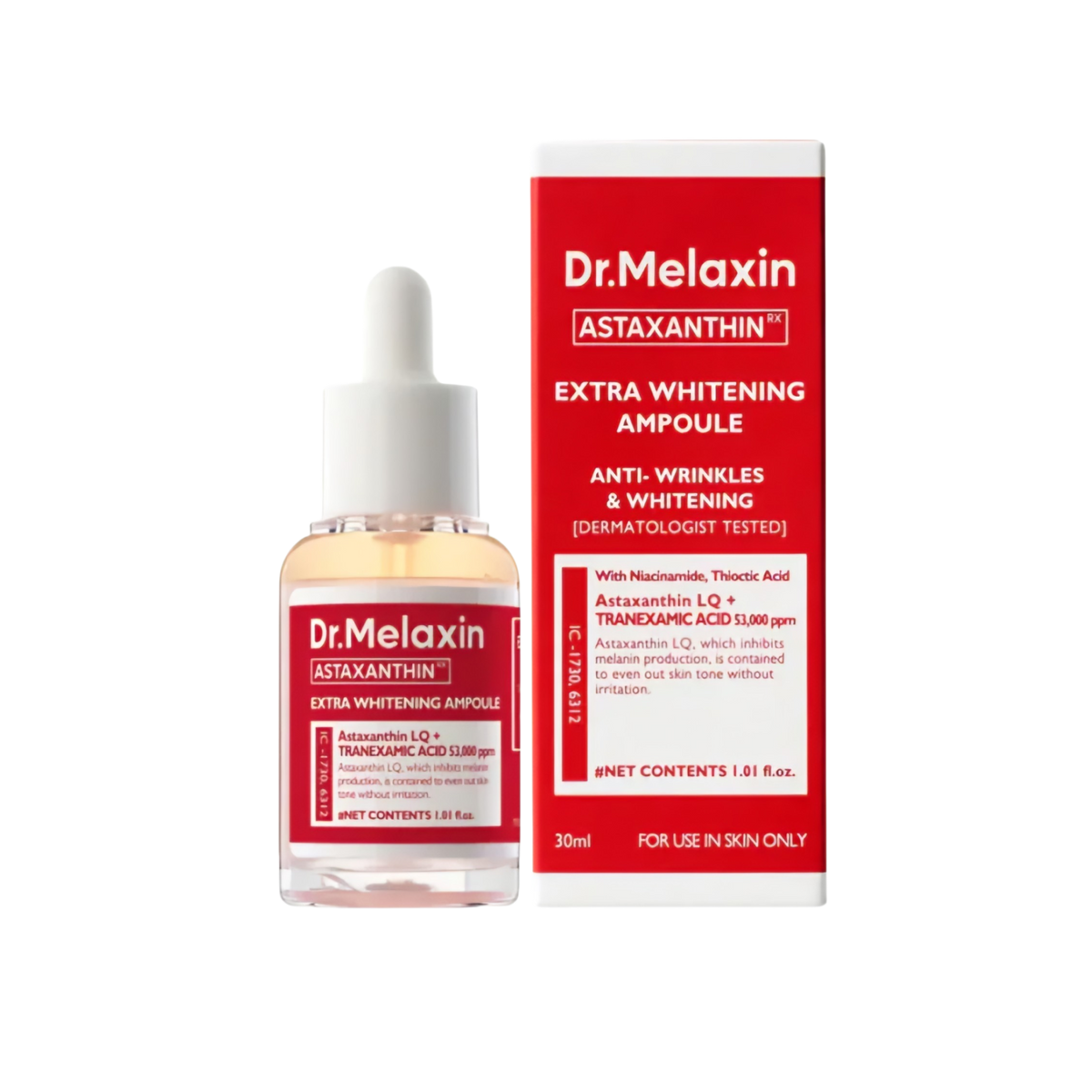 Dr MELAXIN - Astaxanthin Extra Whitening Ampoule – Whitening Astaxanthin Facial Serum - 30ml