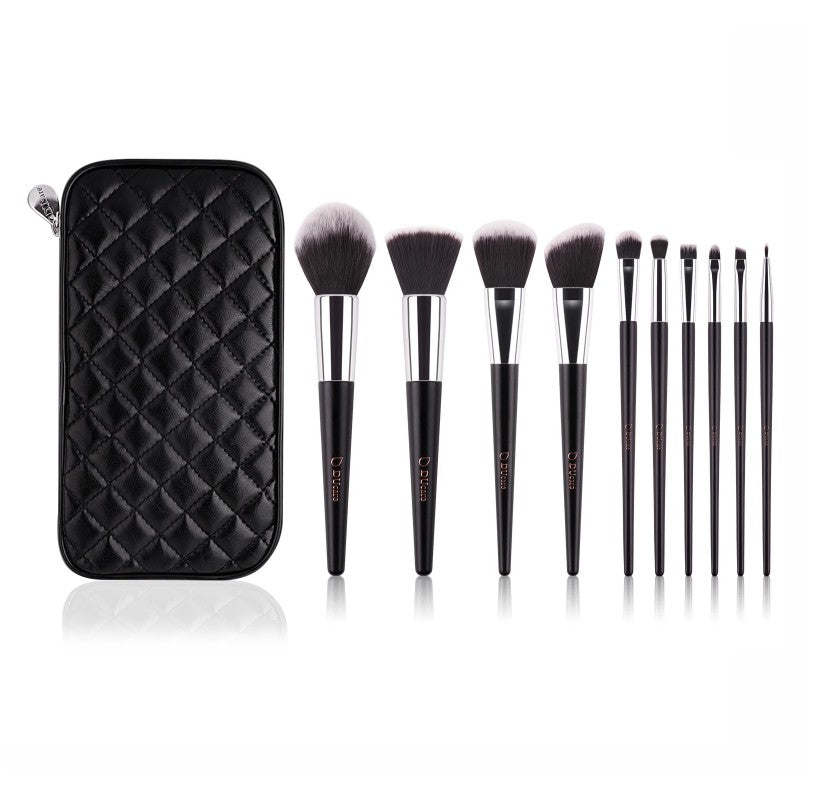 ducare-set-makeup-brush-golden-black-10-pieces