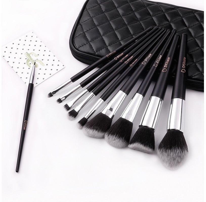 ducare-set-makeup-brush-golden-black-10-pieces
