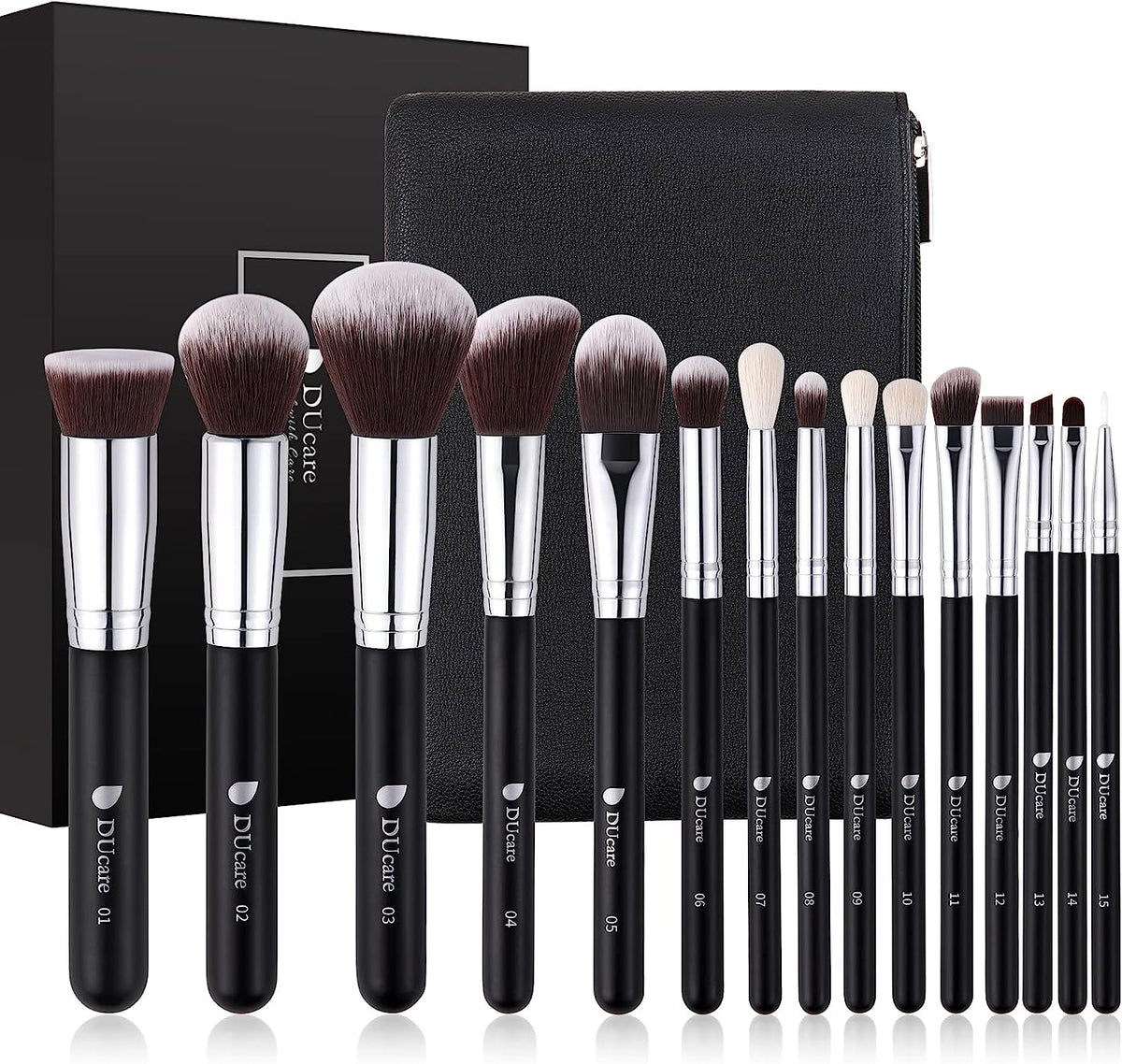 DUCARE - Set Pro Brush Noir avec trousse (15 pièces)