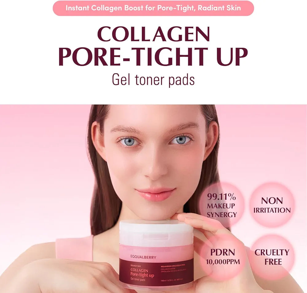 EQQUALBERRY – Collagen Pore-Tight Up Gel Toner Pads ( 60pads )
