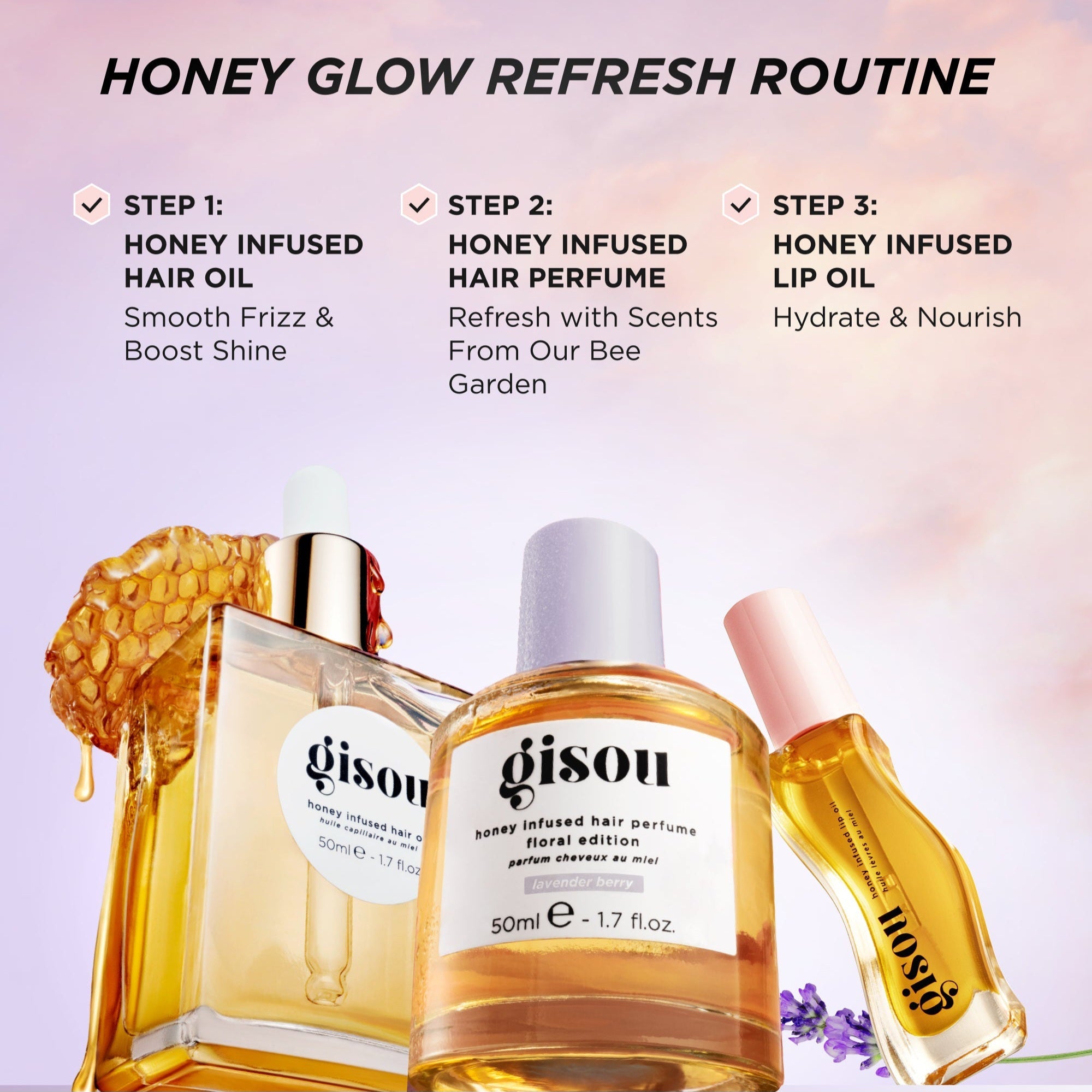 Gisou - Honey Infused Hair Perfume Édition florale - réf Lavender Berry 50ml