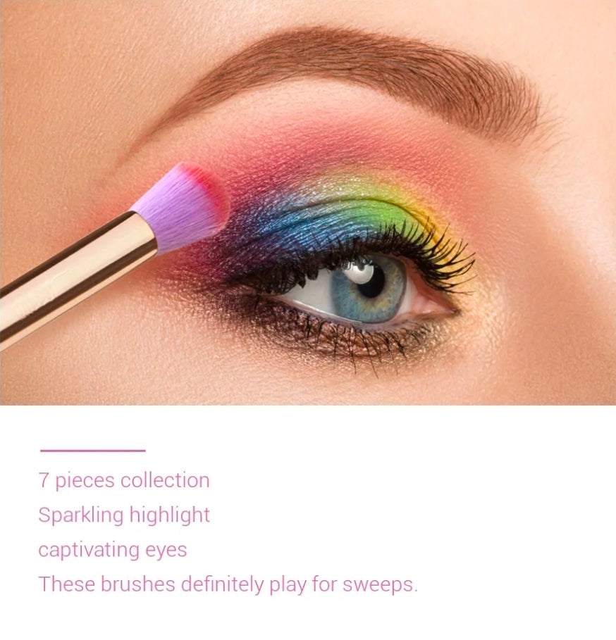 JESSUP - Colorful Makeup Brushes Set 7 Pcs + Trousse