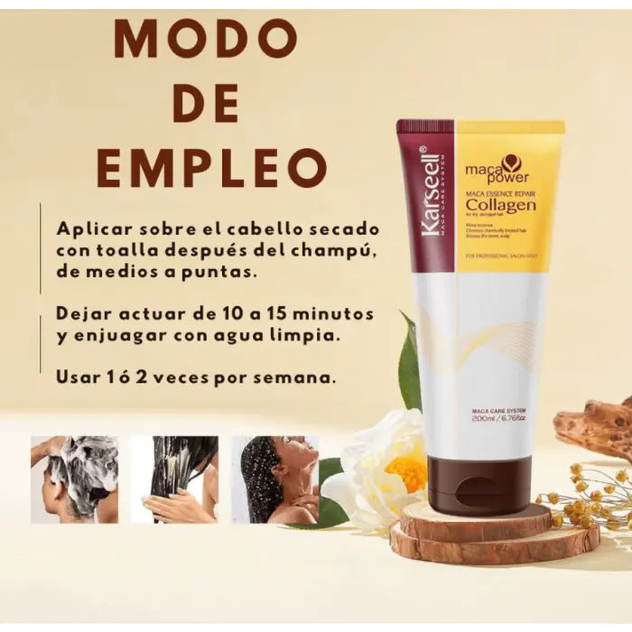 KARSEELL - Masque Capillaire Réparateur Anti-Frizz au Collagène Actif- 200ml