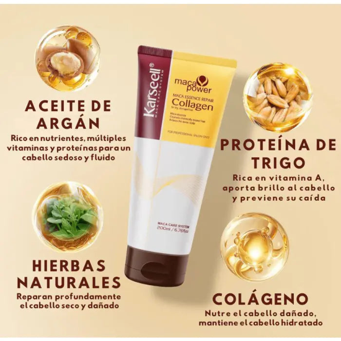 KARSEELL - Masque Capillaire Réparateur Anti-Frizz au Collagène Actif- 200ml