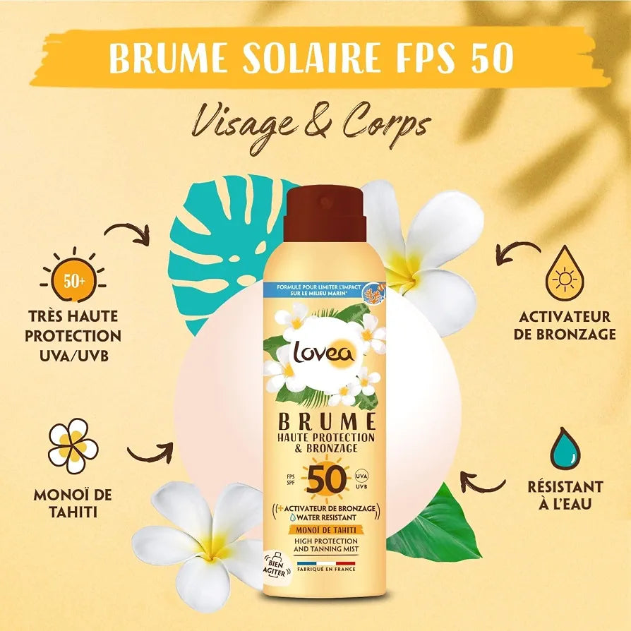 LOVEA - Brume Haute Protection & Bronzage SPF50 Monoï de Tahiti- 150ml