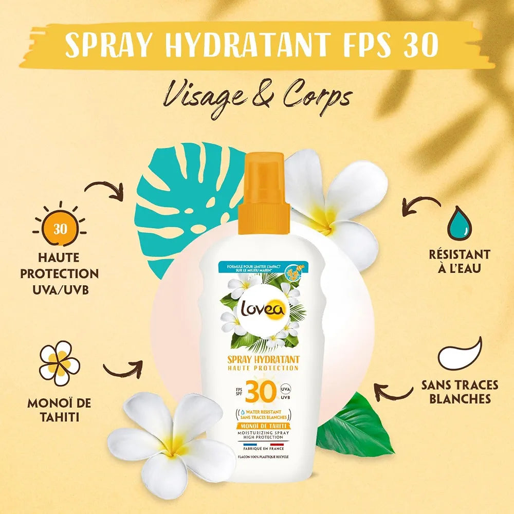 LOVEA - Spray Hydratant SPF30 Moyenne Protection Monoï de Tahiti - 150ml