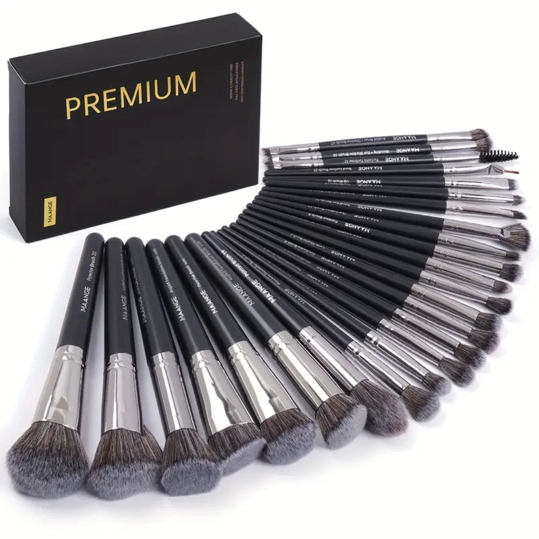 MAANGE - Ensemble de 25 pinceaux de maquillage Premium + 7 éponges + 5 Puff
