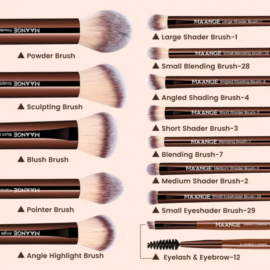 MAANGE - Ensemble de pinceaux de maquillage ( 13 pièces + Trousse )