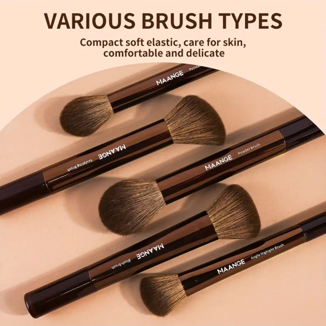 MAANGE - Ensemble de pinceaux de maquillage ( 14 pièces + Trousse + 2 Puff )
