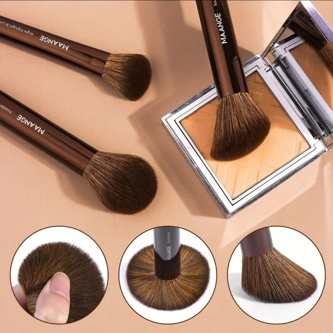 MAANGE - Ensemble de pinceaux de maquillage ( 14 pièces + Trousse + 2 Puff )