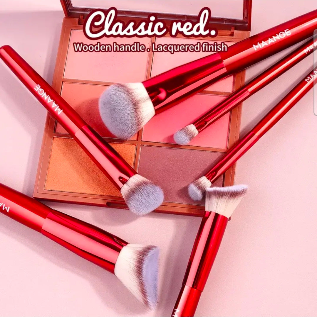 MAANGE - Ensemble de pinceaux de maquillage Red 6 pièces