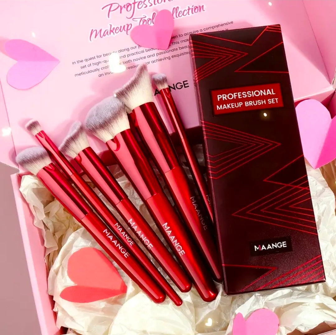MAANGE - Ensemble de pinceaux de maquillage Red 6 pièces
