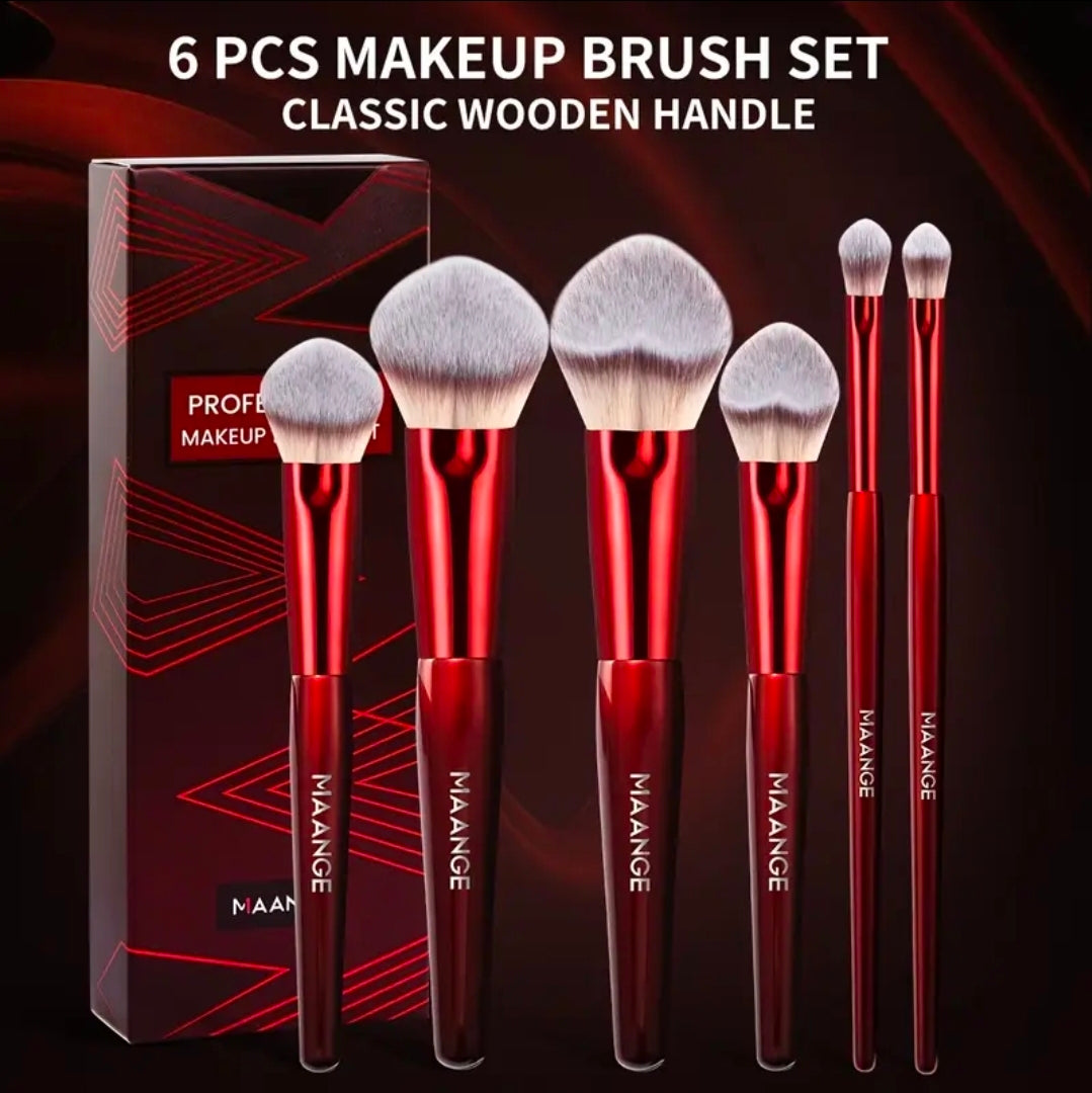 MAANGE - Ensemble de pinceaux de maquillage Red ( 6pcs )
