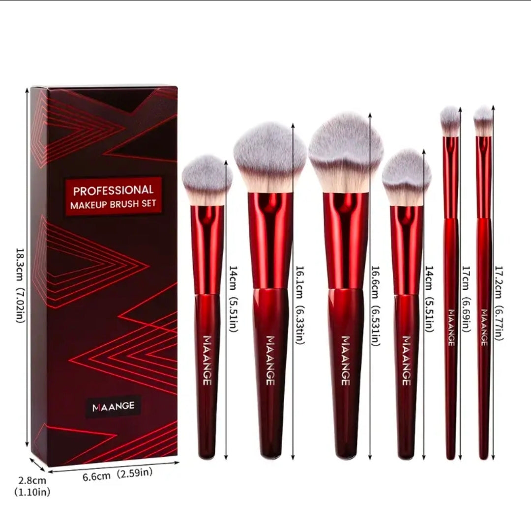 MAANGE - Ensemble de pinceaux de maquillage Red ( 6pcs )
