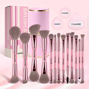 MAANGE - Ensemble de pinceaux de maquillage Rose Gold 13 pièces + Support + 3 Puff