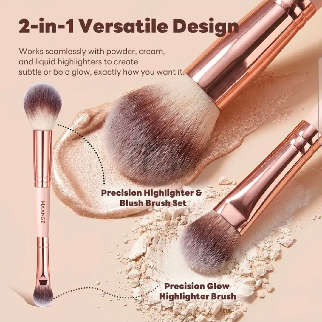 MAANGE - Ensemble de pinceaux de maquillage Rose Gold ( 15 pièces )