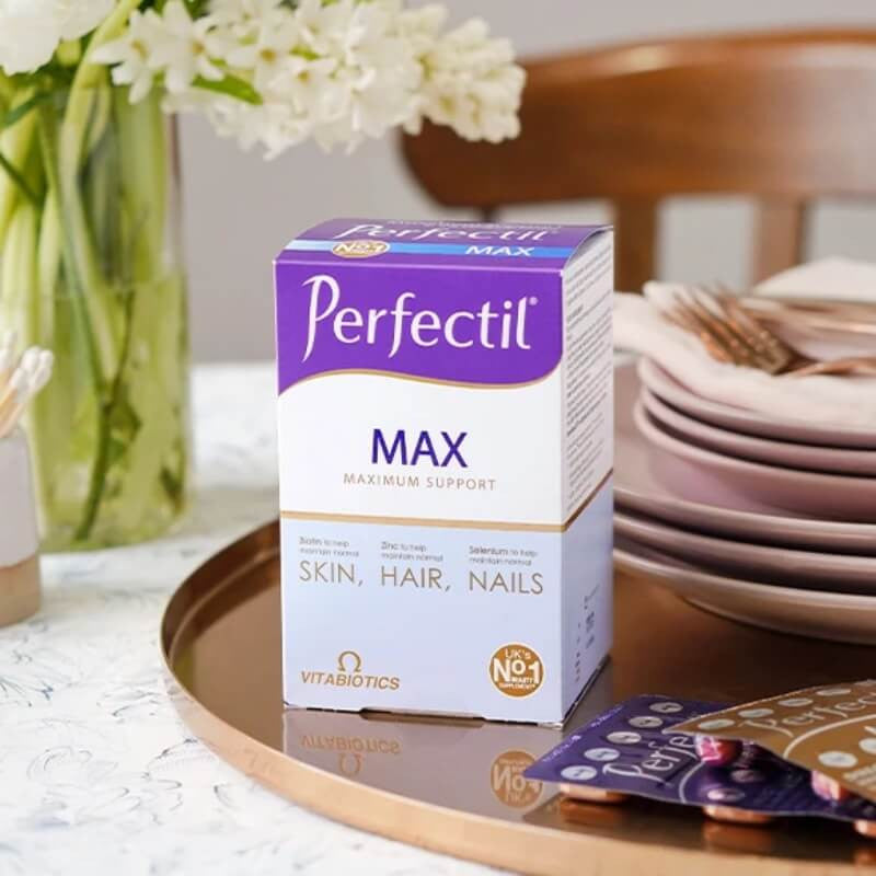 PERFECTIL - MAX  Maximum Support Vitabiotics Perfectil Max pour la Peau, les Cheveux et les Ongles - 56 comprimés / 28 capsules