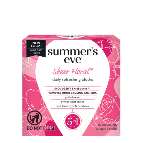 Summer's Eve - Lingettes nettoyantes individuelles 5 en 1 - réf Sheer Floral (16pcs )