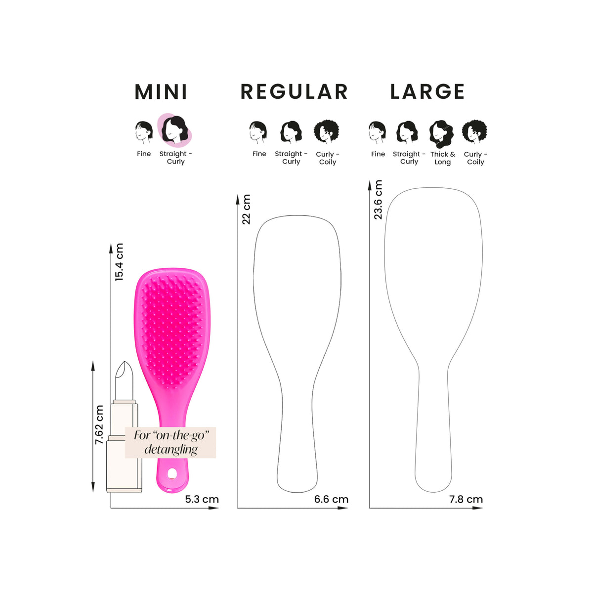 TANGLE TEEZER - MINI Wet Detangling Hairbrush - réf Runway/Pink